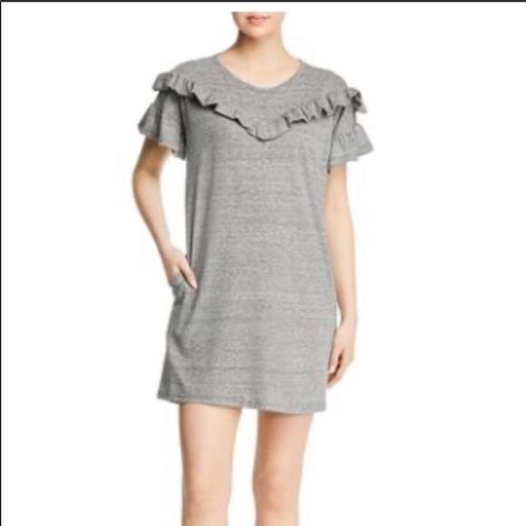 PAIGE | NEW Adalie Short Sleeve Ruffle Dress Heathered Gray Women’s Size X-Small - Picture 13 of 14
